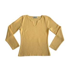 Avalin Sweater Womens M Yellow Textured Knit Pullover Long Sleeve Made USA